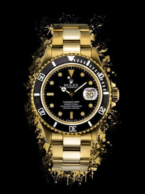 Glasschilderij “Gouden Rolex” 